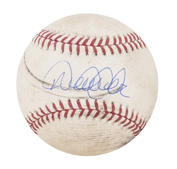 Derek Jeter Game Used and Signed Baseball Hit for Foul by Jeter on 8-30-2014 from Aaron Sanchez First MLB Save (MLB Authentication and Steiner)